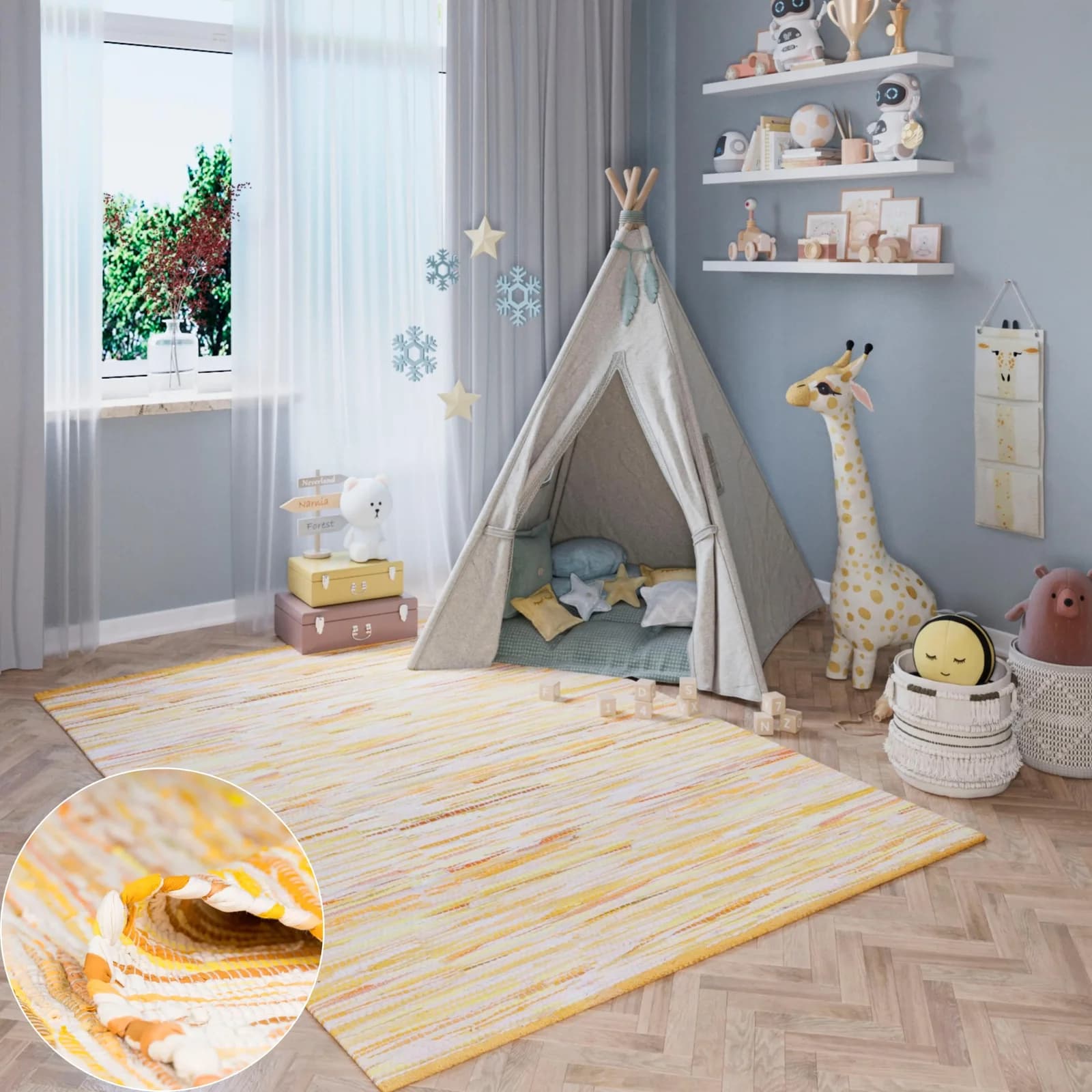 OTTO HOME Teppich Bente Gelb Handgewebt Baumwolle Polyester