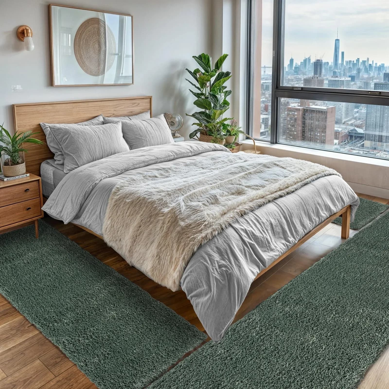 OTTO HOME Hochflor-Teppich Banji Grün Uni Shaggy Läufer