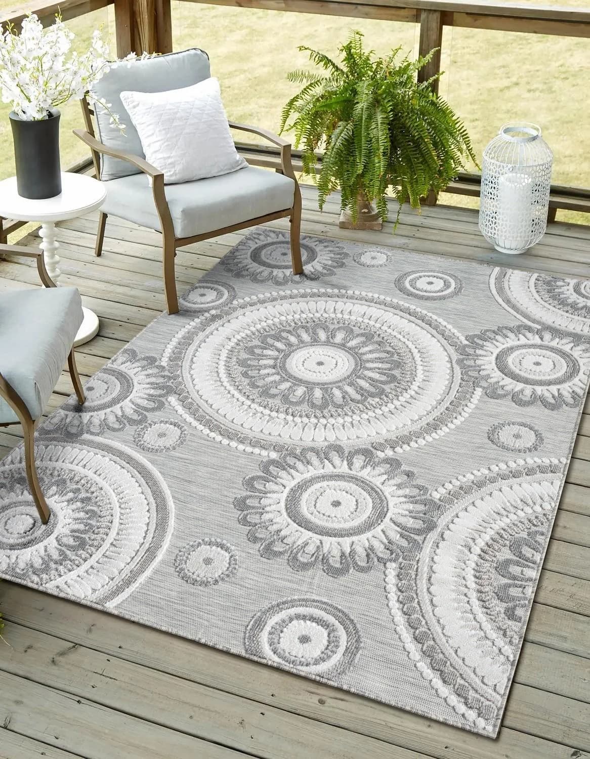MyFlair Teppich Loop Grau Hoch-Tief Effekt Outdoor