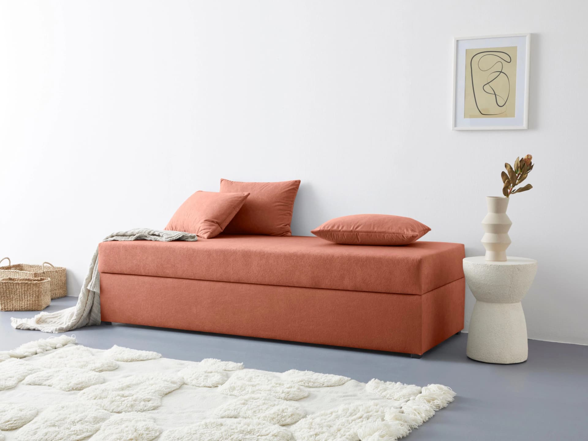 Polsterliege MAINTAL Diana Orange Terra 83x203 cm mit 5-Zonen-Matratze