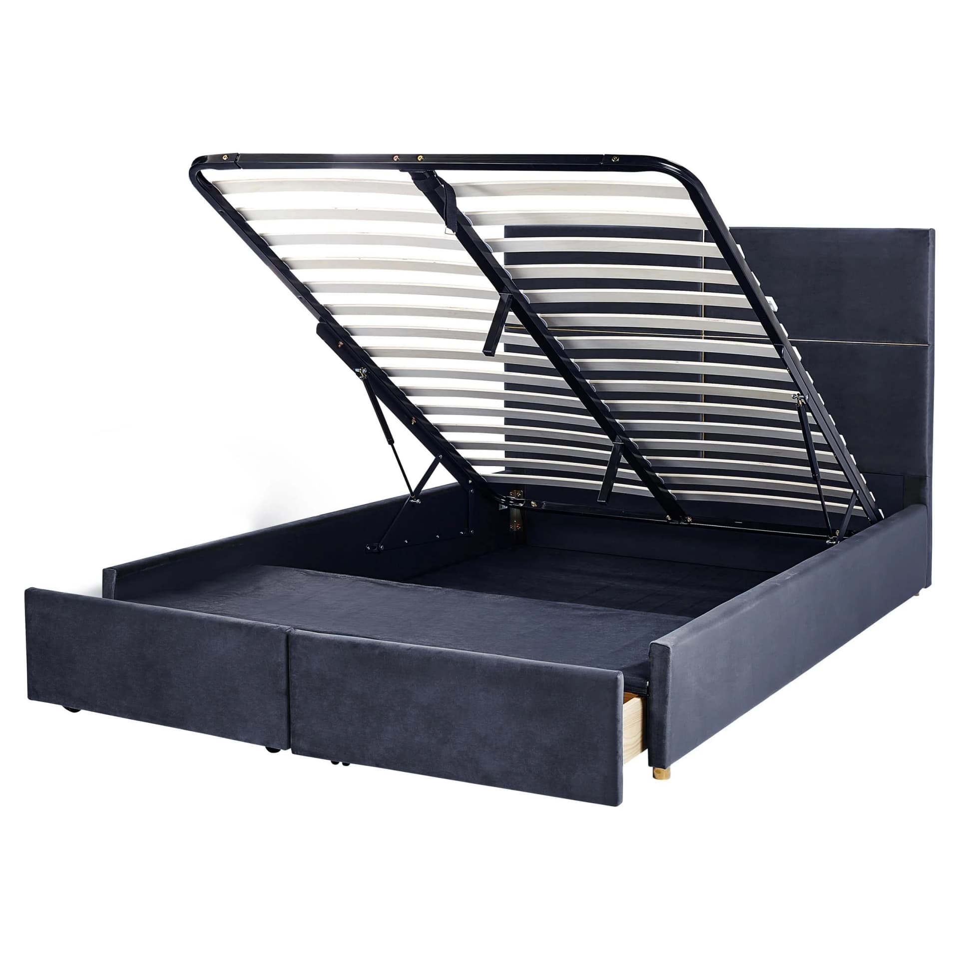 Beliani Bett mit Stauraum 160x200 Schwarz