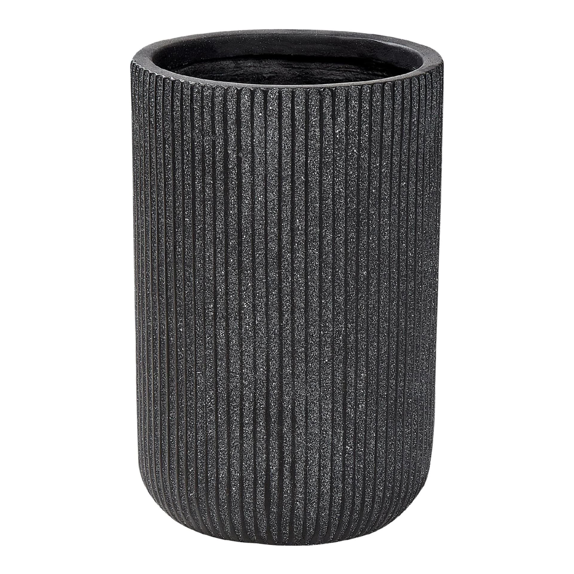 Beliani Blumentopf Eantio Schwarz Rund 25/38 cm