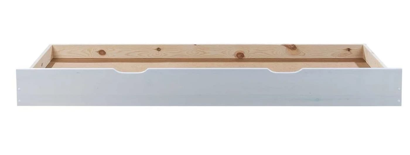 Home4You Bettschubkasten Weiß Massivholz mit Rollen