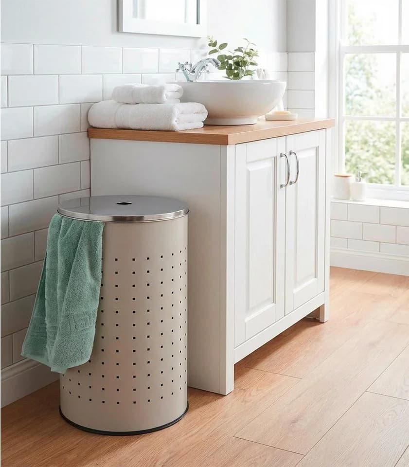 Home4You Wäschetonne Greige 37 Liter