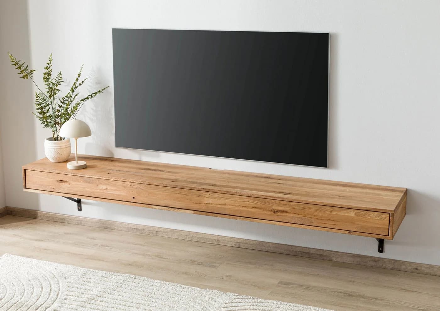 Massivmoebel24 Lowboard Wildeiche 180x43x17 cm Natur