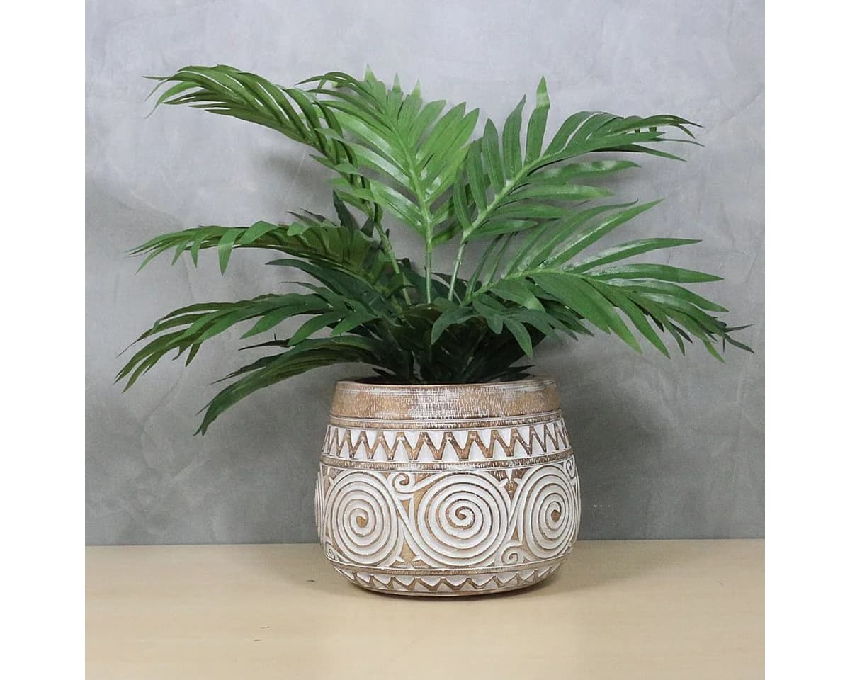 Oriental Galerie Dekofigur Vase Holz Whitewash 20 cm Ø