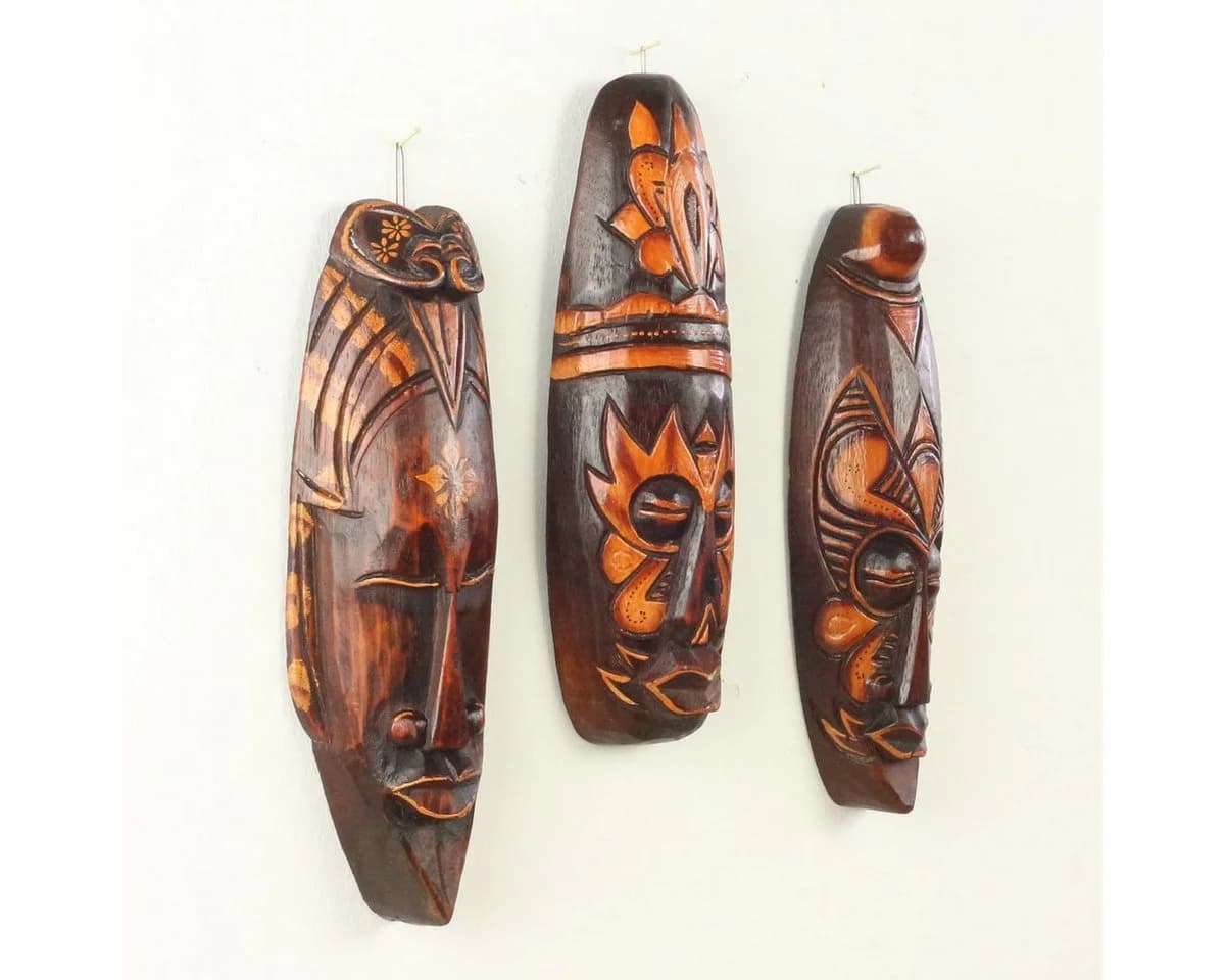 Oriental Galerie 3er Set Ethno Wandmasken Afrika Dekofiguren