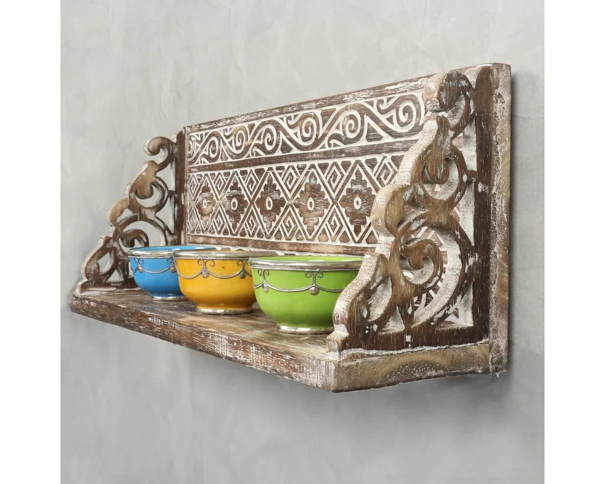 Oriental Galerie Wandregal Beidseitig Braun Vintage Shabby Chic