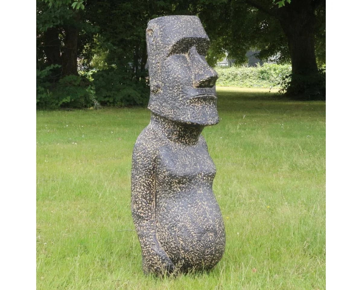 Oriental Galerie Moai Dekofigur Lavasteinguss Grau 100 cm