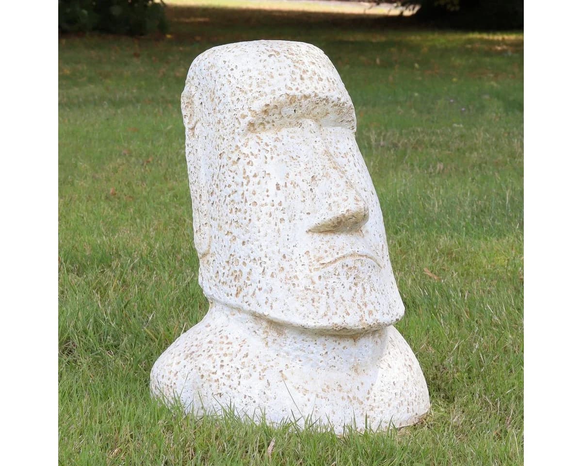 Oriental Galerie Moai Dekofigur Lavastein Weiß 40 cm