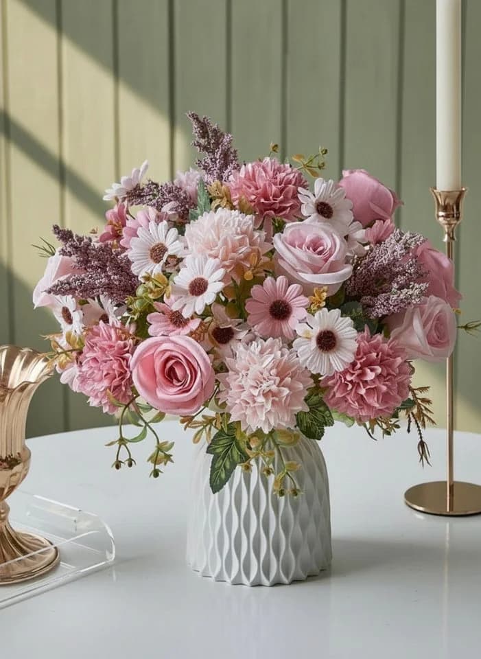 Fanci Home Kunstblumenstrauß Rosa Realistisch Langlebig