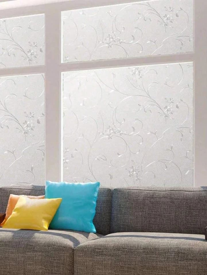 HomeBella Fensterfolie Blumen Design selbsthaftend, Blickdichte Sichtschutzfolie mit UV Schutz