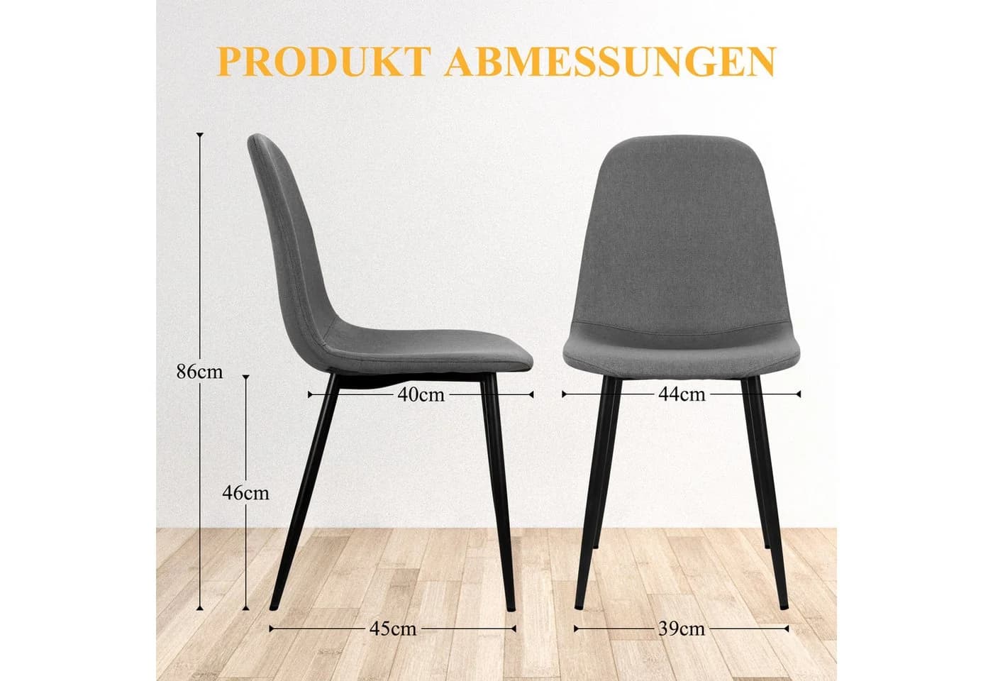 HOMELUX Esszimmerstühle 4er Set Grau Metallbeinen