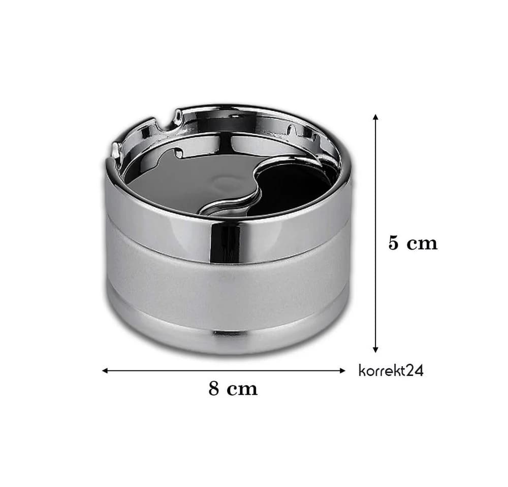 Coumo Drehaschenbecher Set 2x mit Deckel Chrom Metall