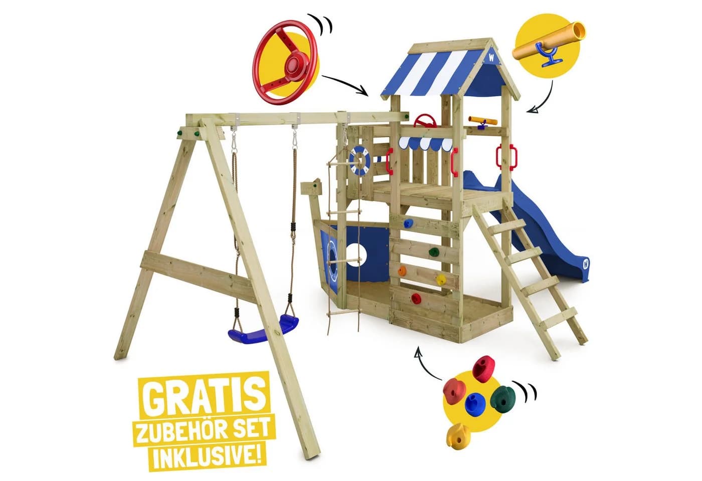 Wickey Spielturm SeaFlyer Maritim Kinderkletterturm Schiffsoptik Grün