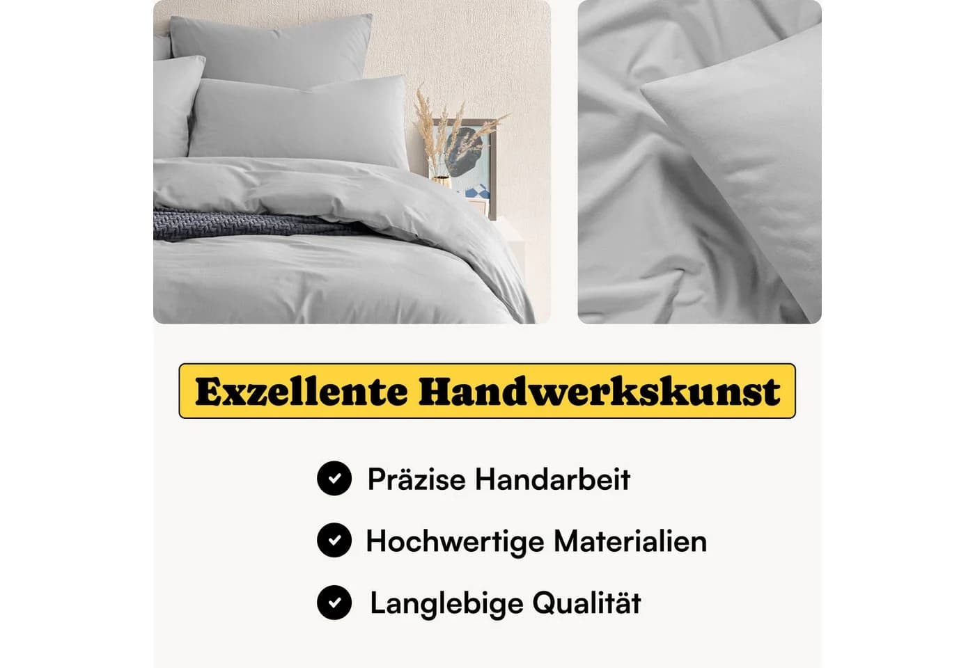 Seralino Kissenbezug Perkal 100% Bio-Baumwolle Grau