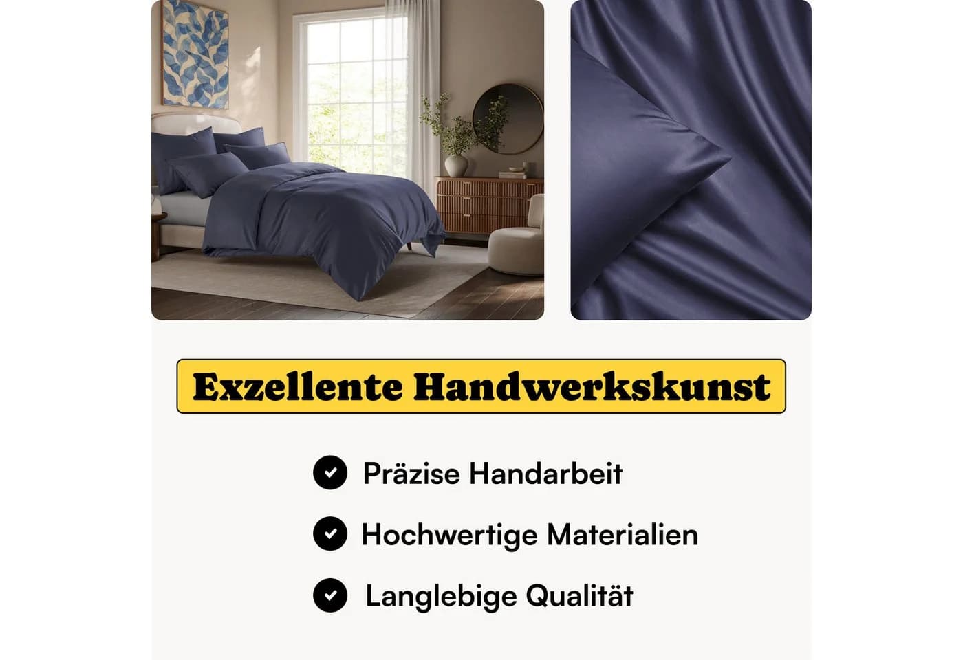 Seralino Bettwäsche Set 100% Lyocell Tencel Blau