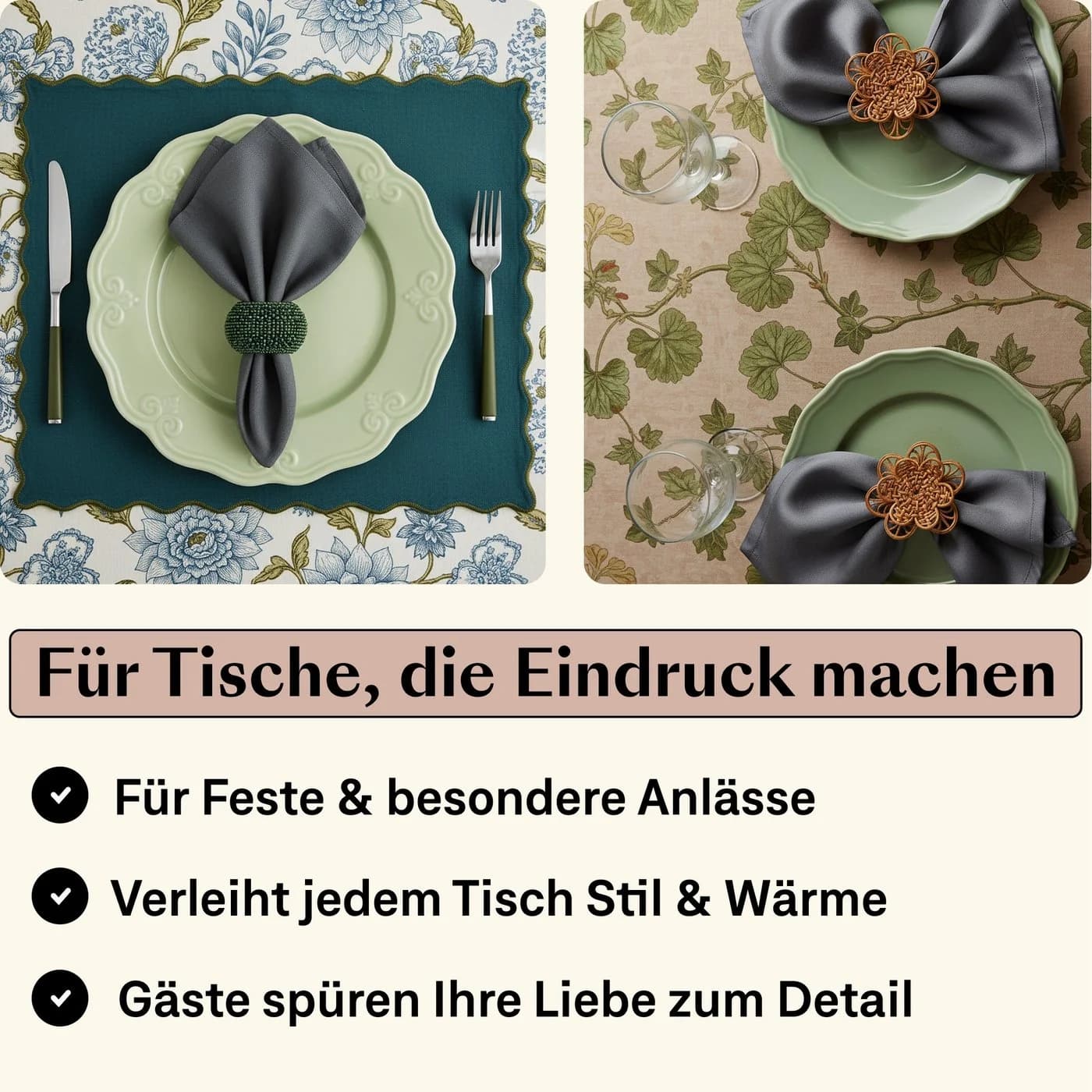 Seralino Stoffserviette Set 12 St. 100% Bio-Baumwolle Grau/Weiß