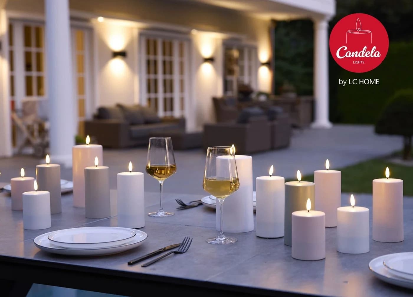 LC Home Solar LED Kerzen 4er Set Outdoor Wetterfest Weiß