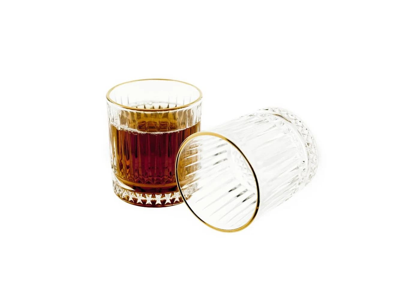 Almina Trinkgläser Set 6-tlg. 240 ml Goldumrandung Riffle Design