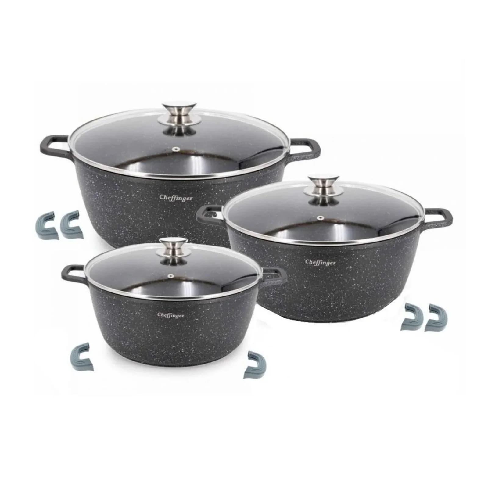 Cheffinger 6-tlg. Kochtopfset 24-32CM Silber Induktion