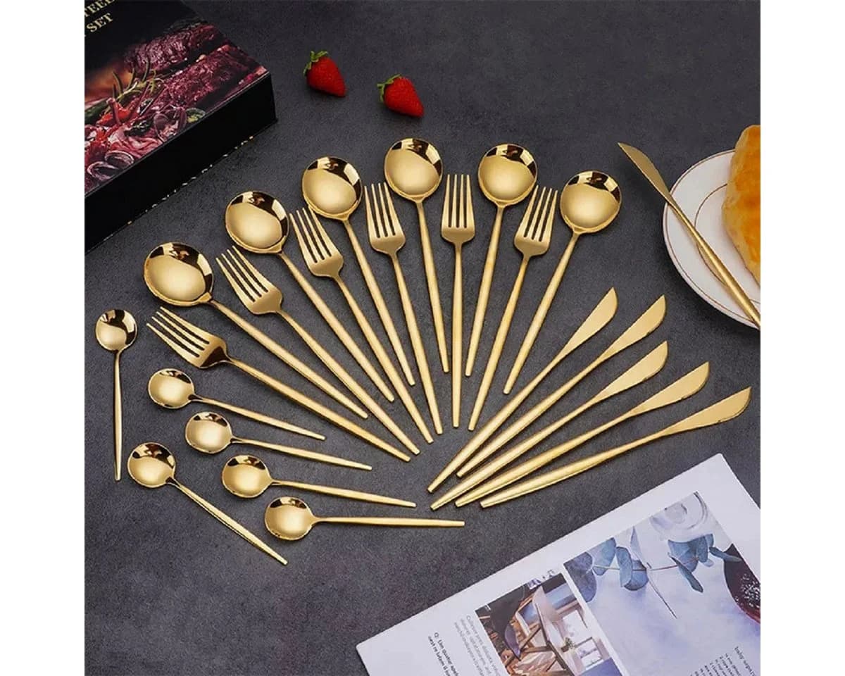 Cheffinger Besteck-Set 24-tlg. Gold Edelstahl 6 Personen
