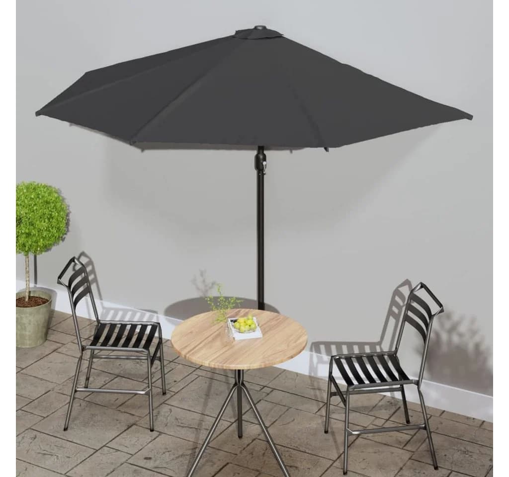 furnicato Balkon-Sonnenschirm Anthrazit Halbrund mit Kurbel