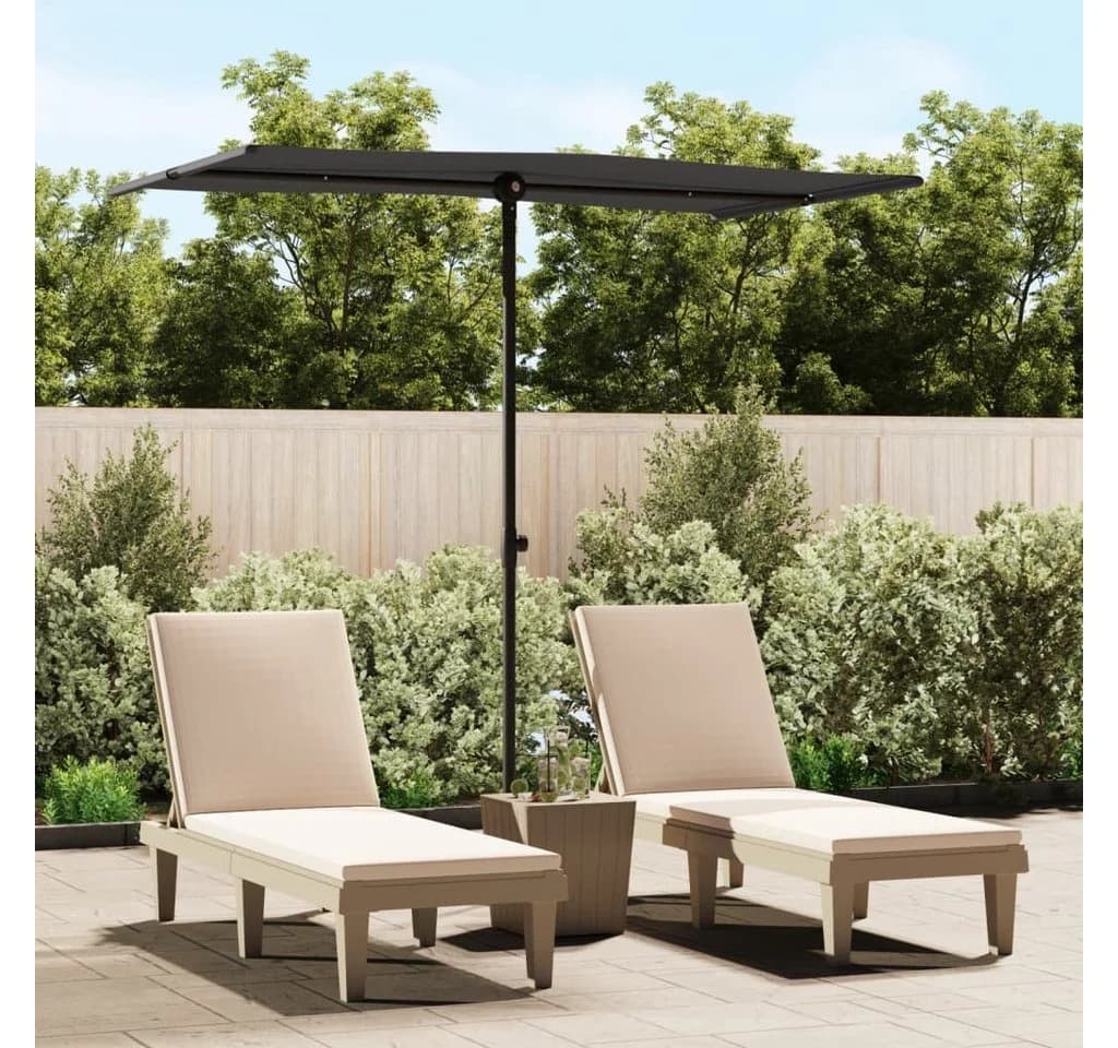 furnicato Sonnenschirm Schwarz Aluminium-Mast 180x110 cm