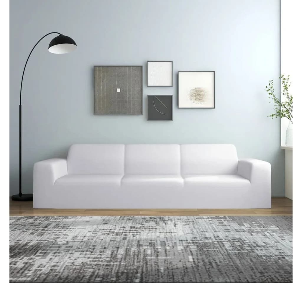 furnicato Dehnbare Sofahusse Weiß für 4-Sitzer