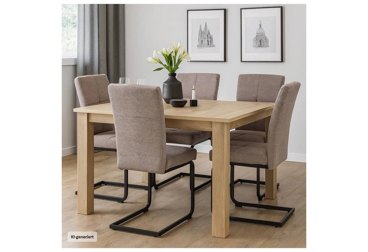 HTI-Living Esszimmerstuhl Kinsey Schwingstuhl Set 4 St. Braun/Grau