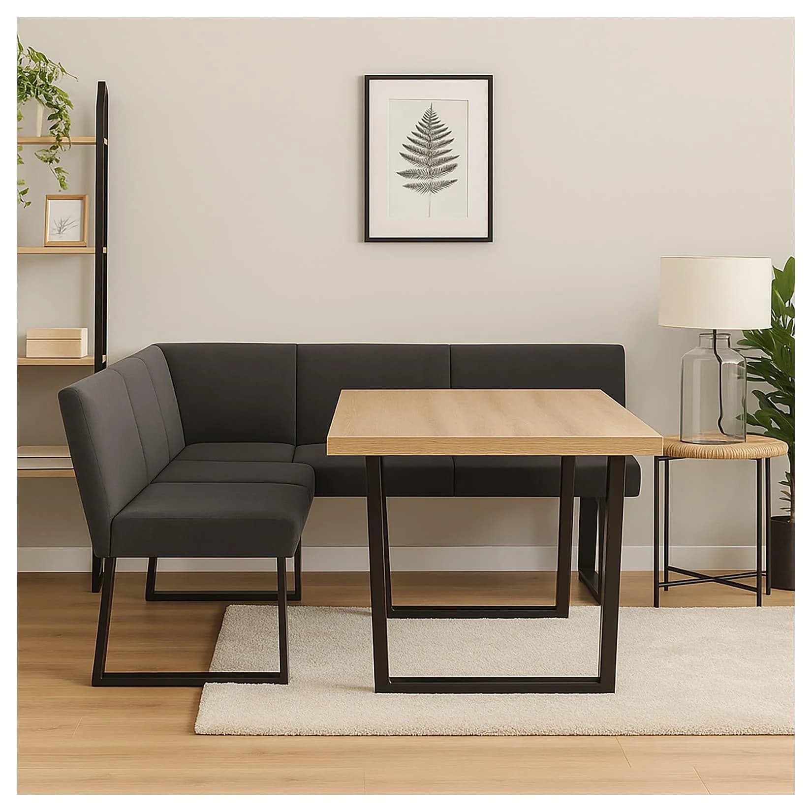 HTI-Living Eckbank Schwarz Kunstleder Vemal