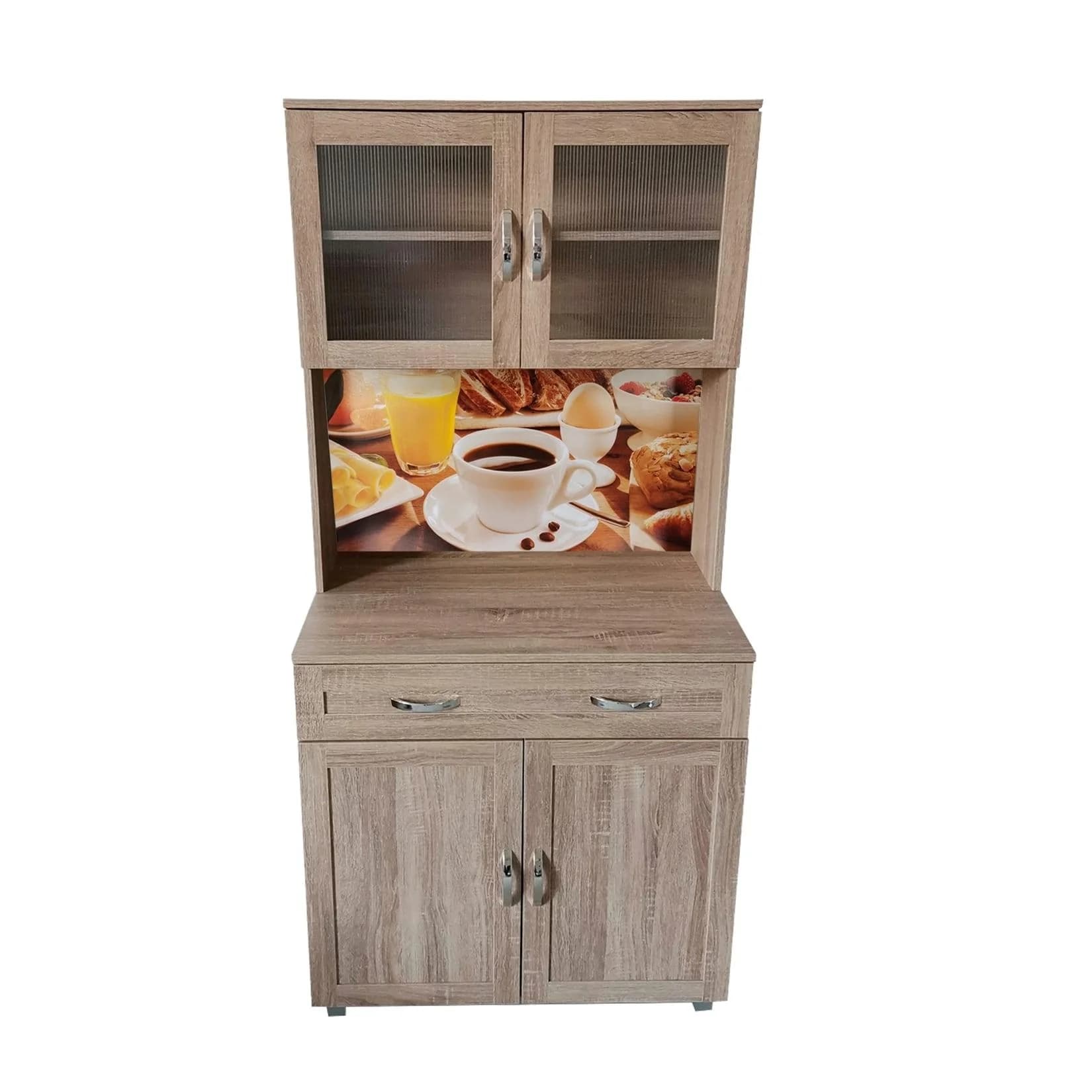 HTI-Living Hochschrank Küchenbuffet mit Glasteil Sonoma Blanca