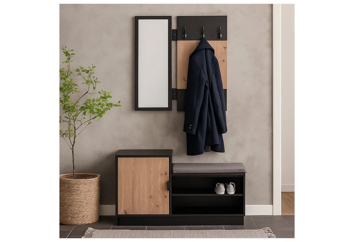 HTI-Living Garderobe Dana mit Schuhbank Schwarz