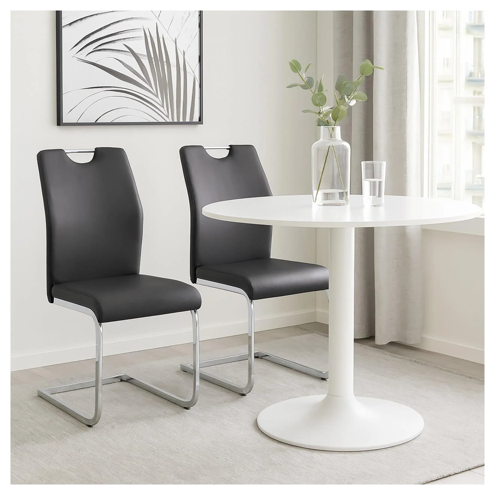 HTI-Living Esszimmerstuhl 2er Set Schwarz Nelly Kunstleder
