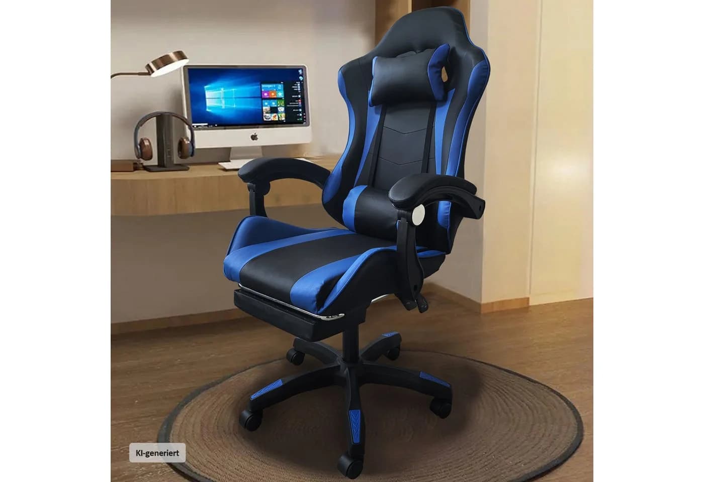 HTI-Living Gaming-Stuhl Krit Relax Schwarz-Blau mit Fußstütze