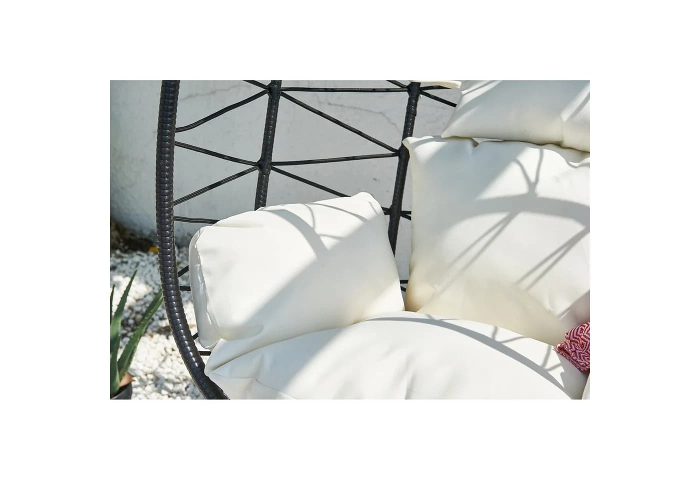 HTI-Living Hängesessel Lounge mit Metallgestell Schwarz/Beige