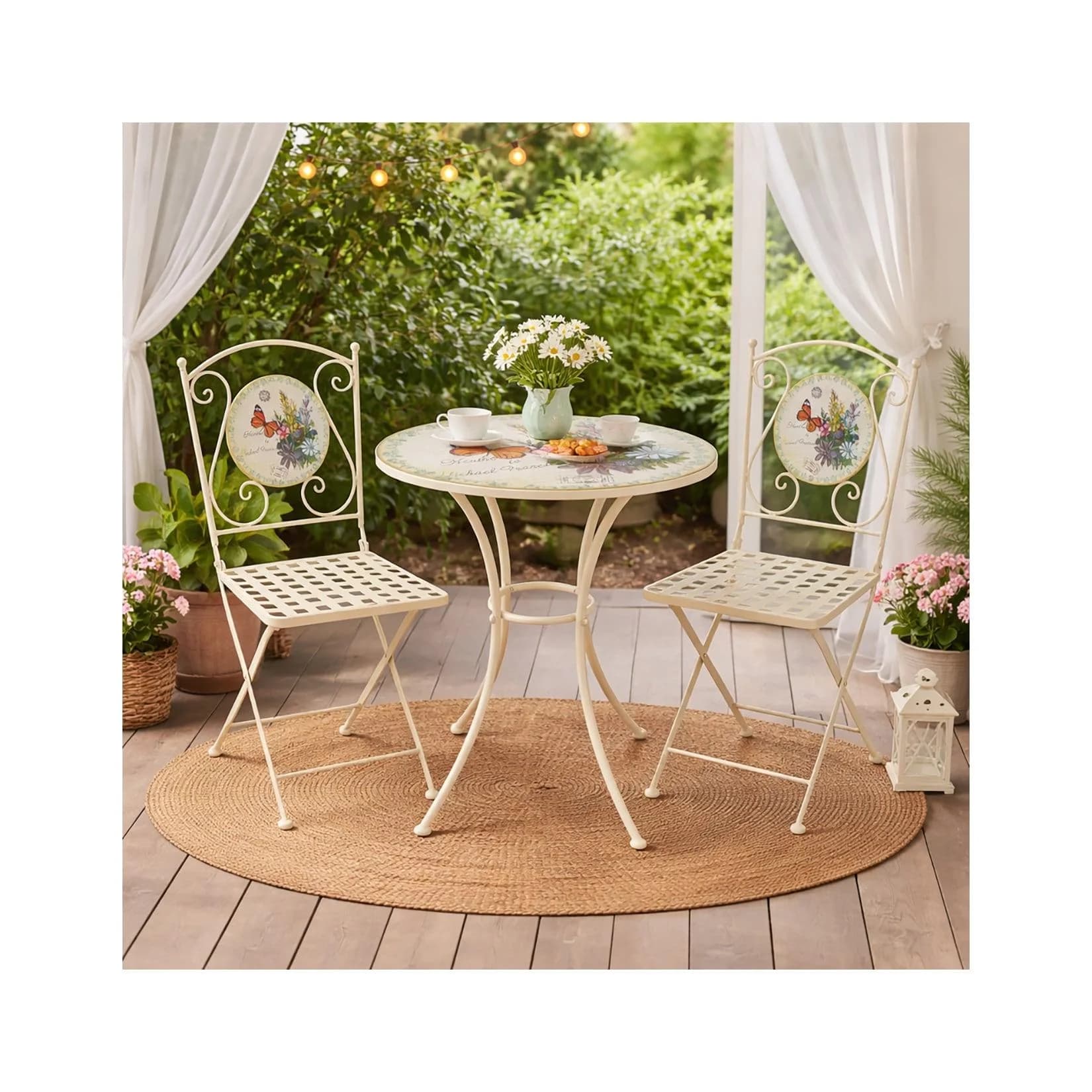 HTI-Living Garten-Essgruppe Celia 3-tlg. Metall Vintage