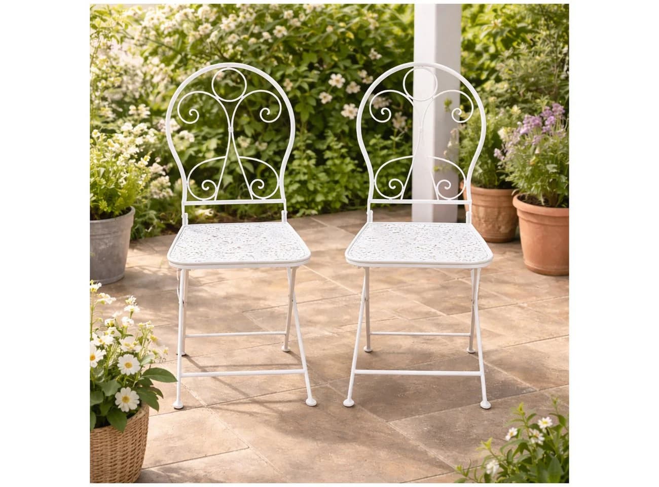 HTI-Living Garten-Essgruppe Solea Weiß 3-tlg. Vintage Metall