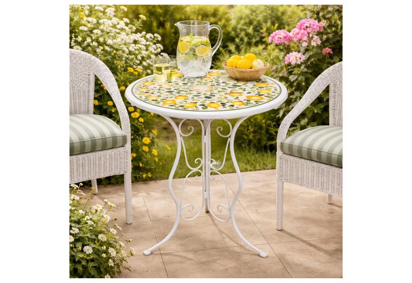 HTI-Living Gartentisch Menton Weiß mediterraner Charme