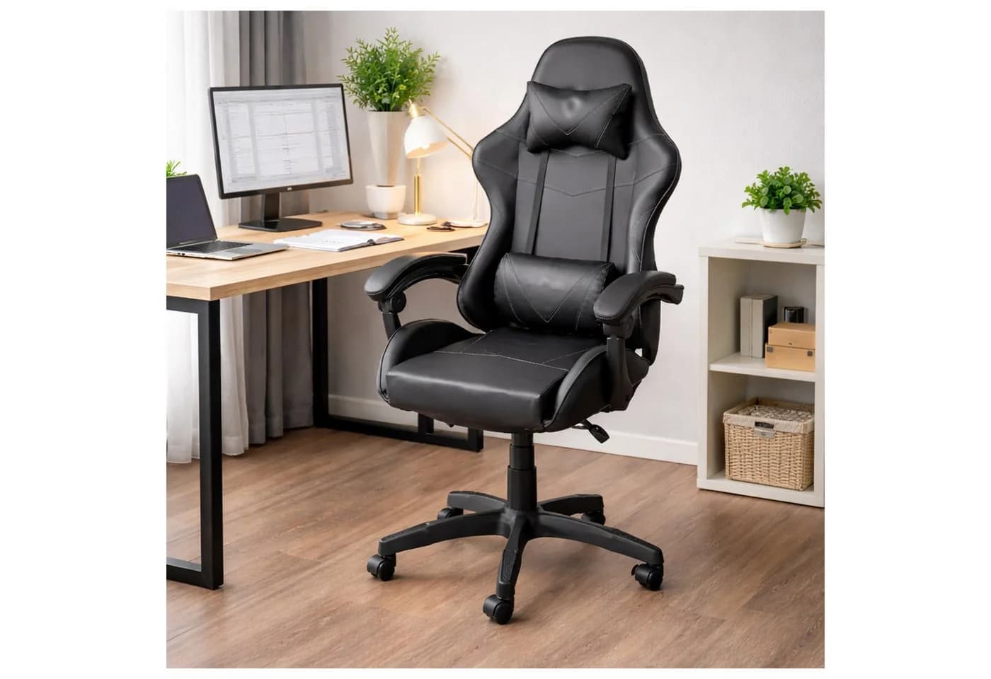 HTI-Living Schreibtischstuhl Schwarz Kunstleder Ergonomisch