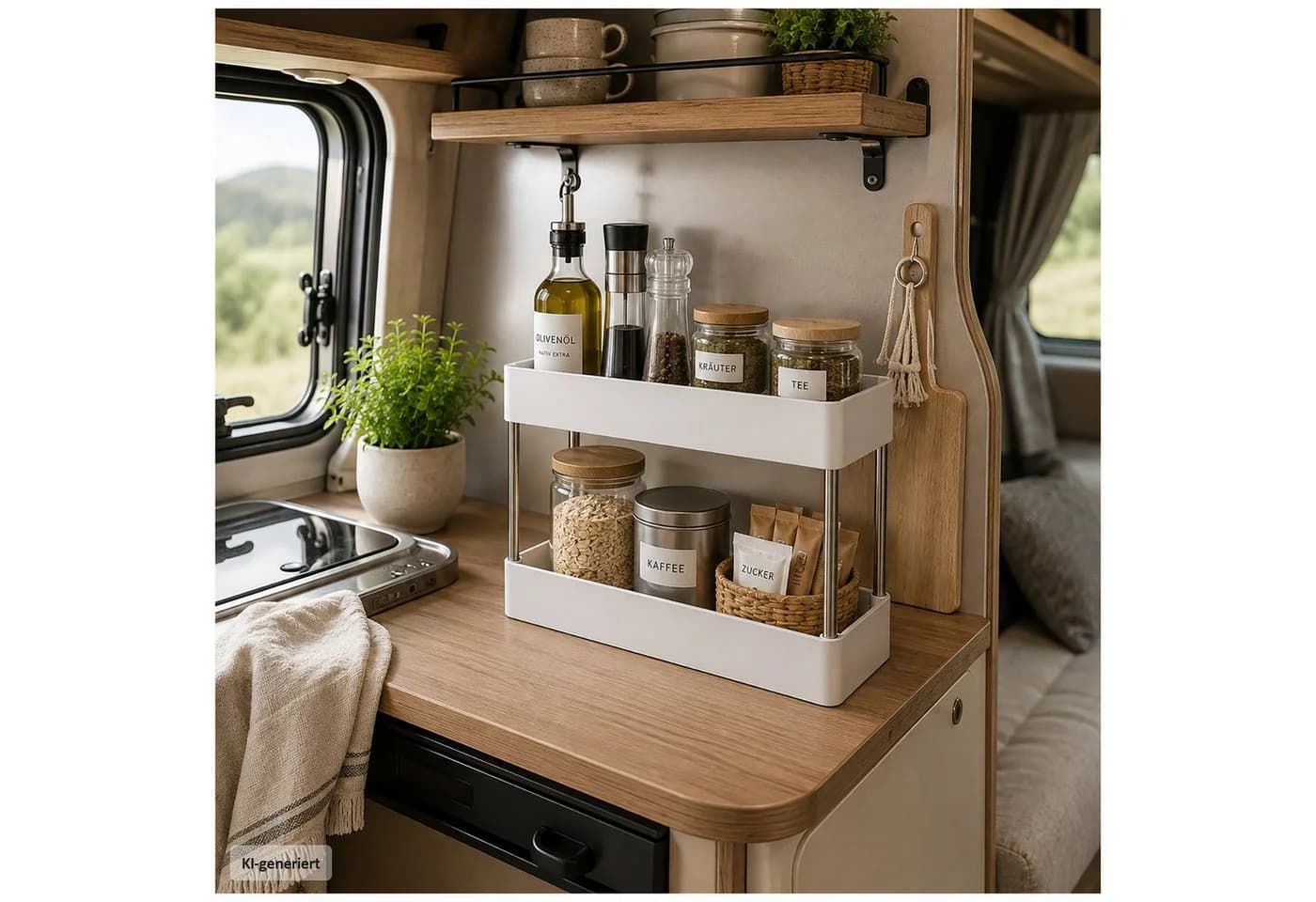 HTI-Living Küchenregal Standregal Weiß 2 Ablagen Modern