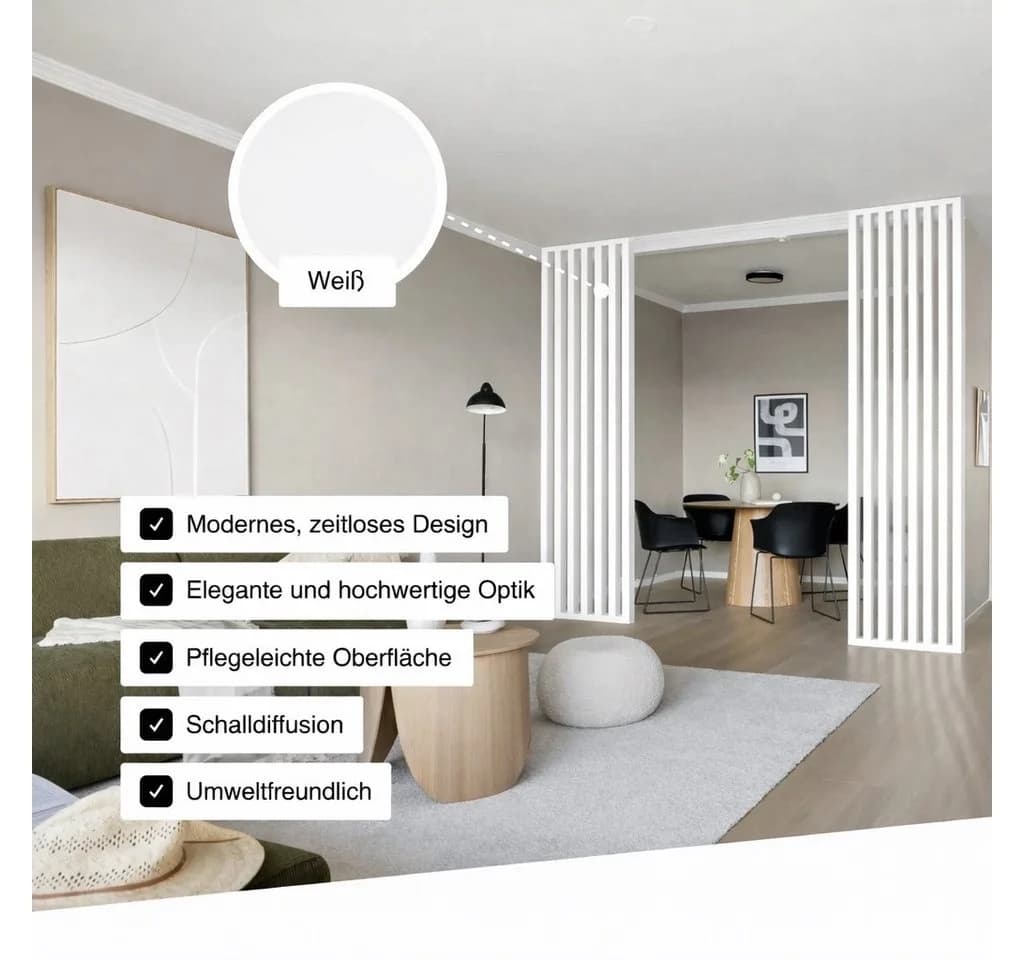 Hexim Lamellenwand Raumteiler Weiß Modern Freistehend