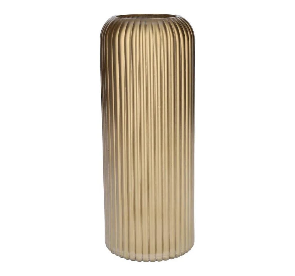 INNA-Glas Dekovase ALBURGIS mit Rillen Gold-metallic