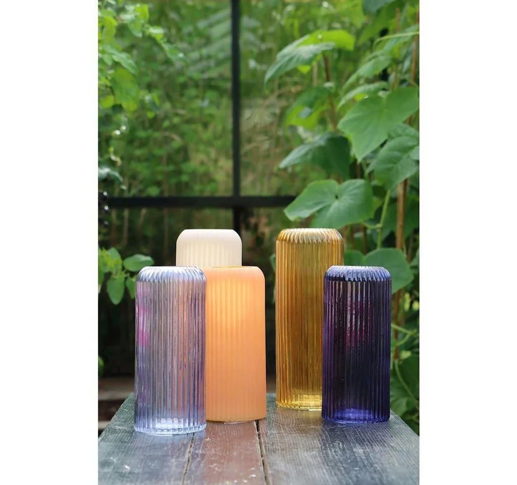 INNA-Glas Dekovase ALBURGIS mit Rillen, orange-klar, 25cm