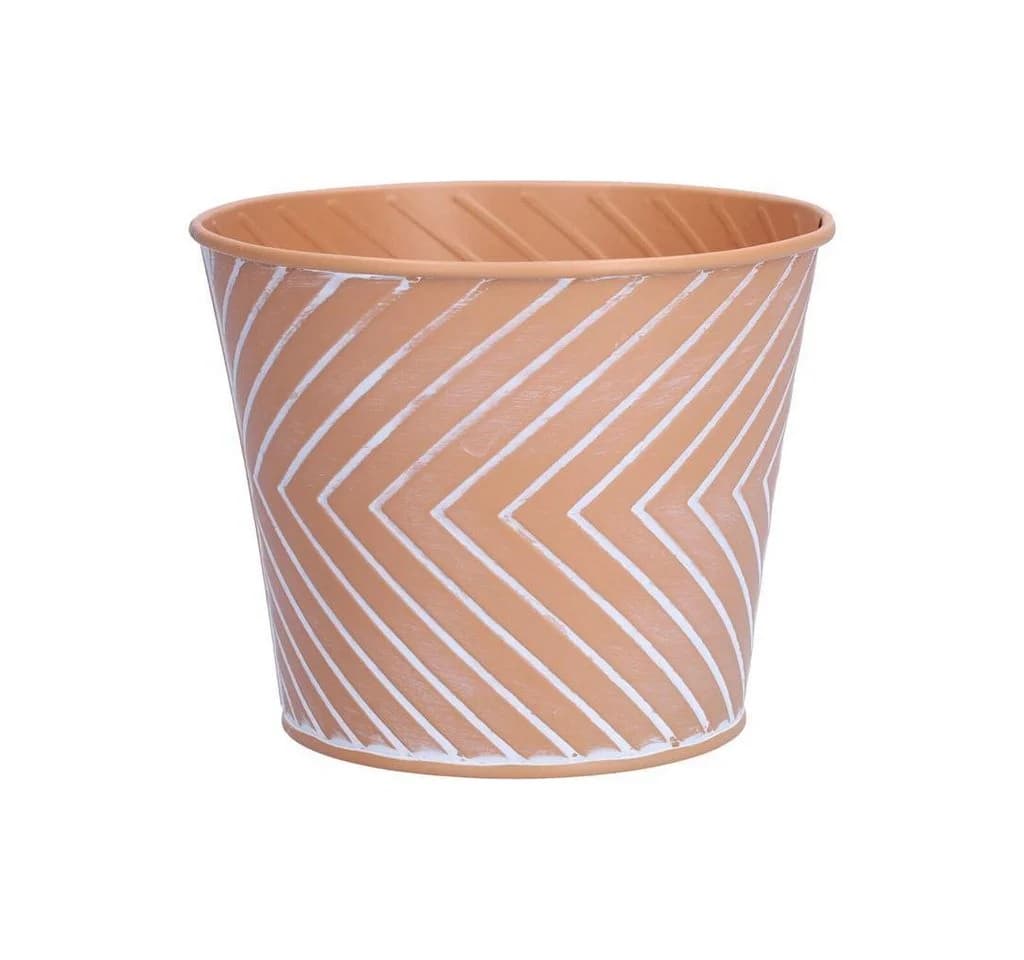 INNA-Glas Blumentopf CENDRINE Zink Orange Linienmuster