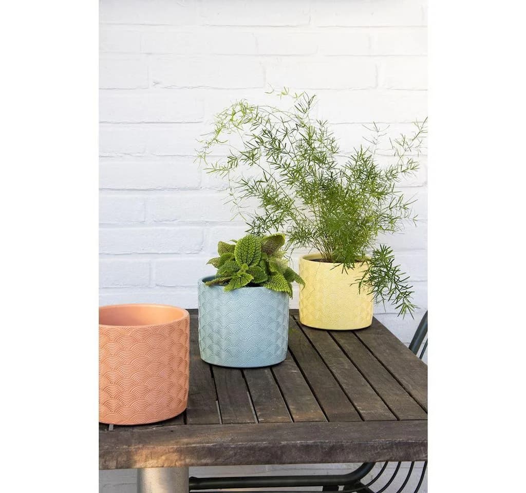 INNA-Glas Blumentopf FERDINANTA Keramik Hellblau mit Muster