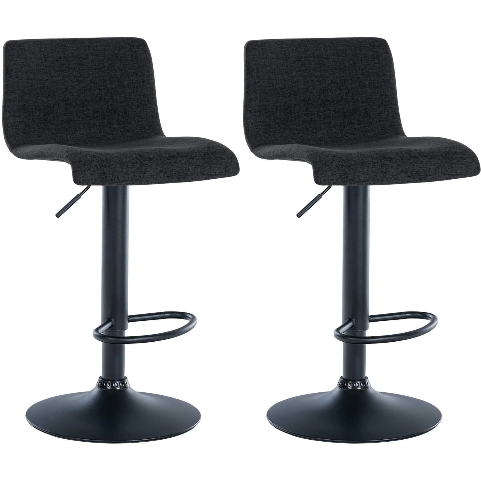 CLP 2er Set Barhocker Branford Höhenverstellbar Stoff/Kunststoff