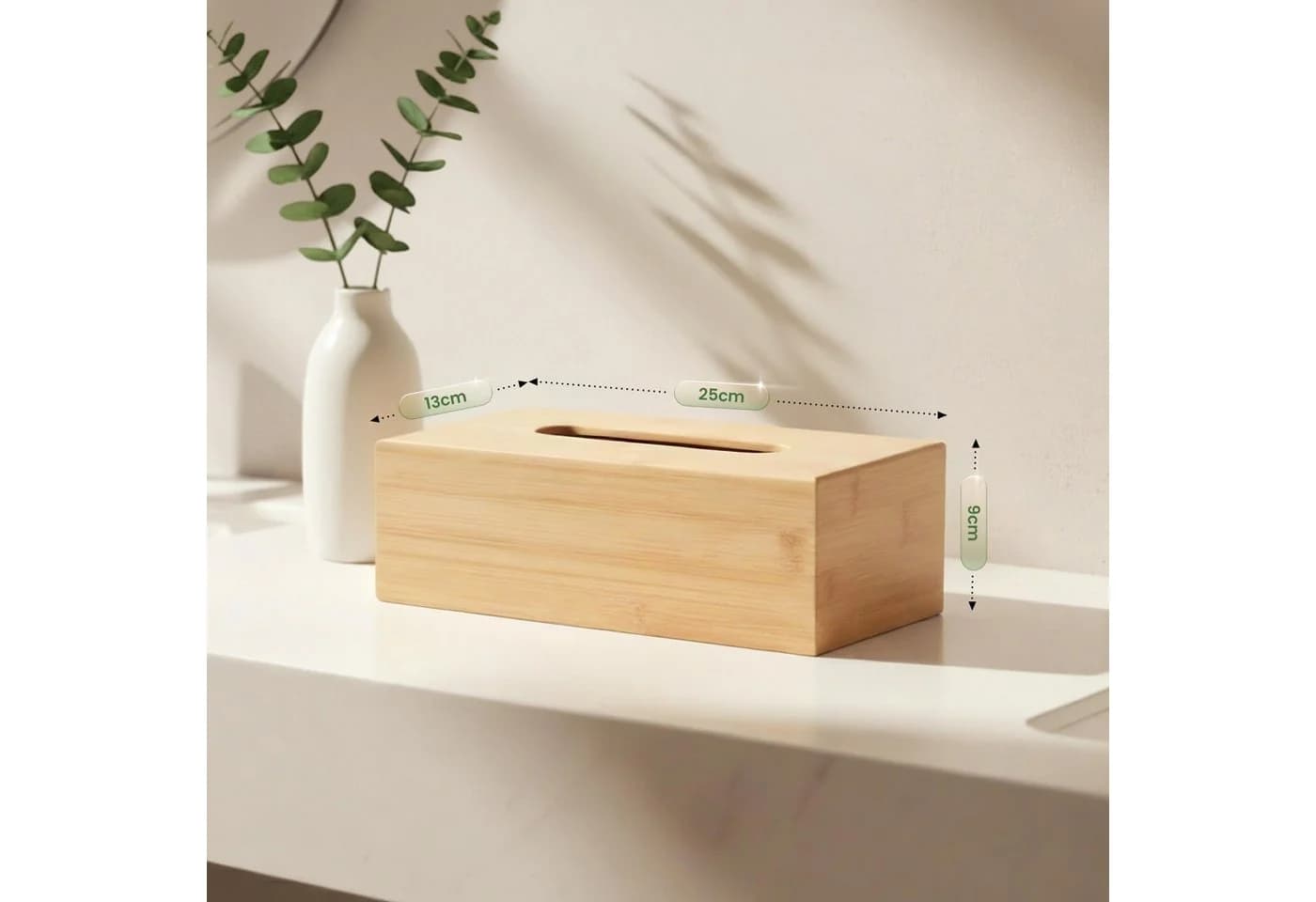 CLP Aufbewahrungsbox Kalmia Bambus Kosmetik Taschentücher