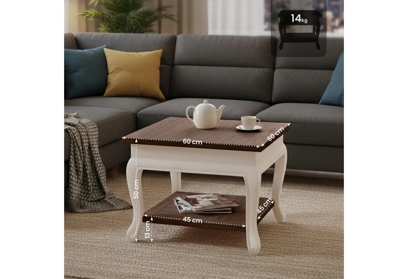CLP Couchtisch Thordis massiv Mindiholz Shabby Chic