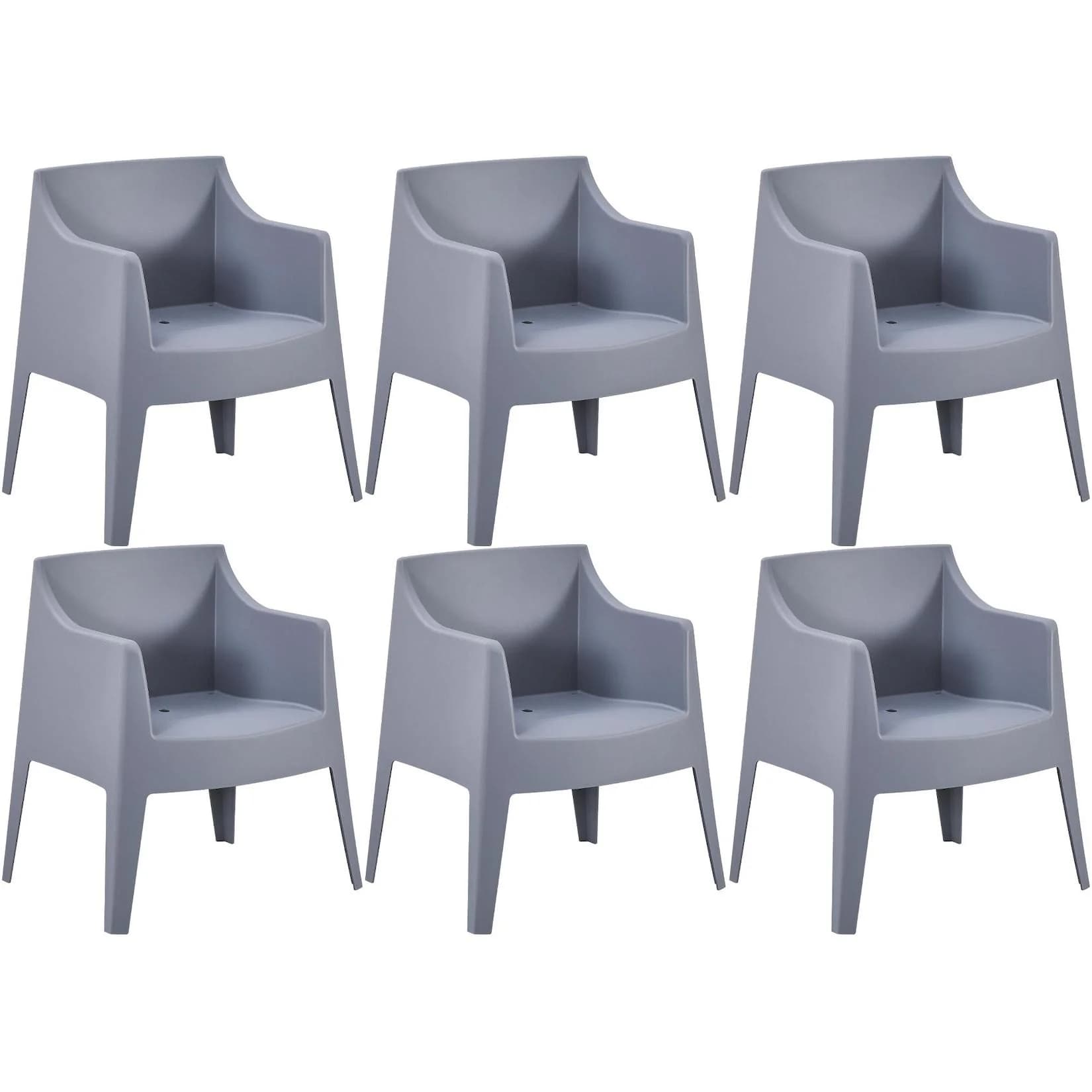 CLP Gartenstuhl 6er Set stapelbar Bartal Kunststoff